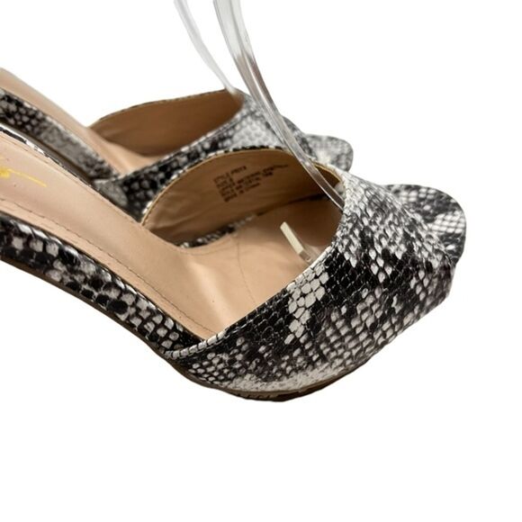 LULUS PRIYA Snakeskin Swifty Chunky High Heel Platform Peep Toe Shoes Sandals 8 - Picture 6 of 16